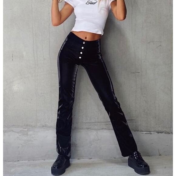 I.AM.GIA Castor PVC Mid Rise Pant In Black Size Small - Picture 1 of 12